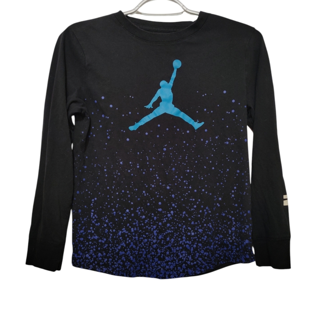 Jordan Black and Blue Long Sleeve Tee Medium (10-12)